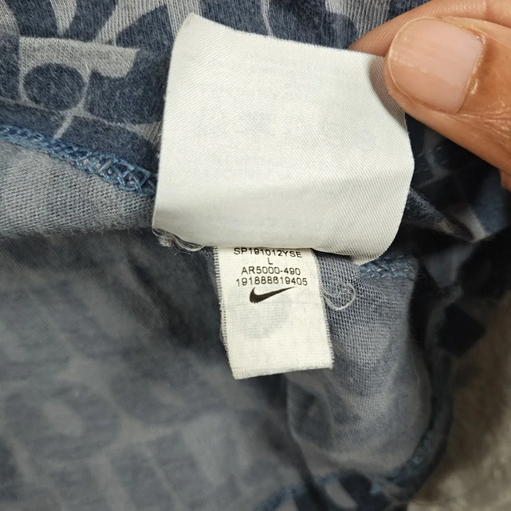 Nike Shirt Mens Large Blue Gray Just Do It All Over Print Embroidered AOP
